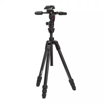 Manfrotto Befree GT Carbon Fibre Travel Tripod with 3-Way Fluid Head, Twist Locks, 10kg Load, 164cm Max Height, Black