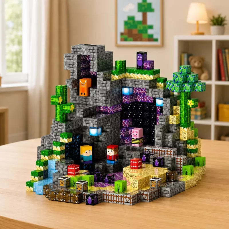 LEAN TOYS Magnetic Blocks Pixels Cubes Square World 100 pcs