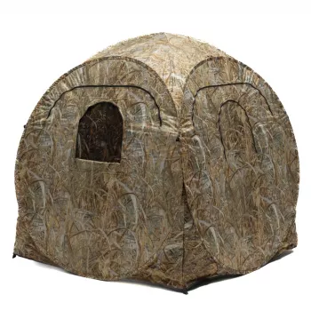 STEALTH GEAR Pop-Up Photography Blind Square, Reed Camouflage, 115 x 115 x 145 cm, Water-Repellent, UV Protection, 1-Person Wildlife Hide with Carry Bag