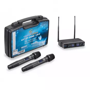 Soundsation WFD-290HHMKII A2 Dual Channel Digital UHF Wireless Microphone System with 2 Handheld Dynamic Mics, <3ms Latency, 823-832/863-865 MHz