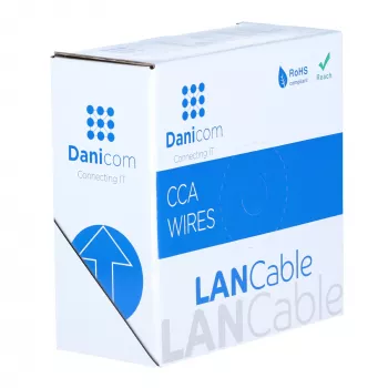 DSIT Cat6 U/UTP 50m Bulk Cable on Spool, Grey CCA, 250 MHz, Gigabit Ethernet, Indoor, PVC Jacket, AWG24, 4 Pairs