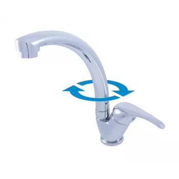 Selenga Eco Single-Lever Kitchen Sink Mixer with Swivel High Arc Spout, Polished Chrome, DSEE006.5/3