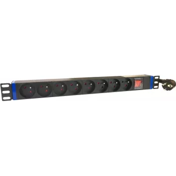 DSIT DS-8PDU-PE 19 inch Rackmount PDU, 8 Schuko Outlets, 16A, 2m Cable, Black