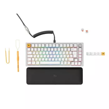 Glorious GMMK Pro Mechanical Keyboard, 75% Pre-Built, ISO UK Layout, White