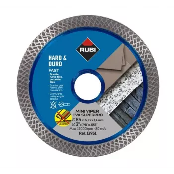 RUBI TVA 85 SUPERPRO MINI VIPER Continuous Rim Diamond Blade 85 mm x 15 mm