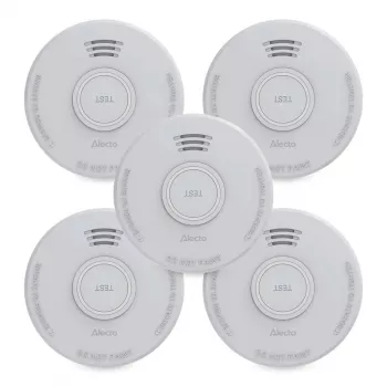 Alecto SD110 5X Battery-Powered Smoke Detector, 5 pcs, 101 x 36 mm