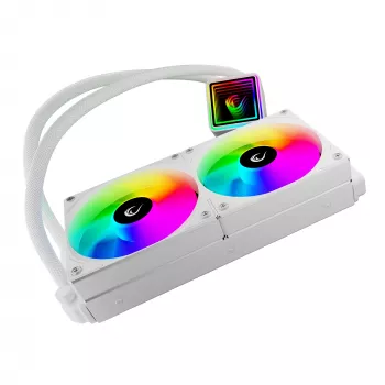 Rampage INFINITE V240 White 240mm ARGB AIO Liquid CPU Cooler with Temperature Display