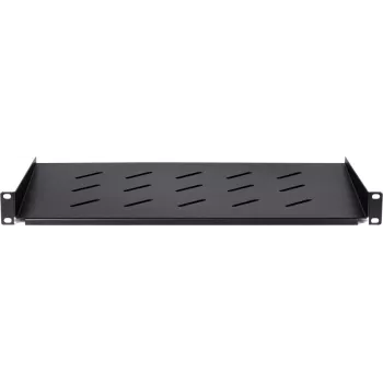 DS-IT 1U Fixed Rack Shelf for 450mm Deep Wall Cabinets, 300mm Depth, Black