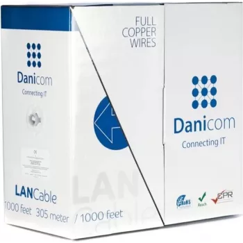 DSIT DANICOM CAT5E FTP 305m Flexible PVC (Fca) Bulk Network Cable – Gigabit Ethernet, Foil Shielded, 24 AWG Solid Copper, Reel-in-Box