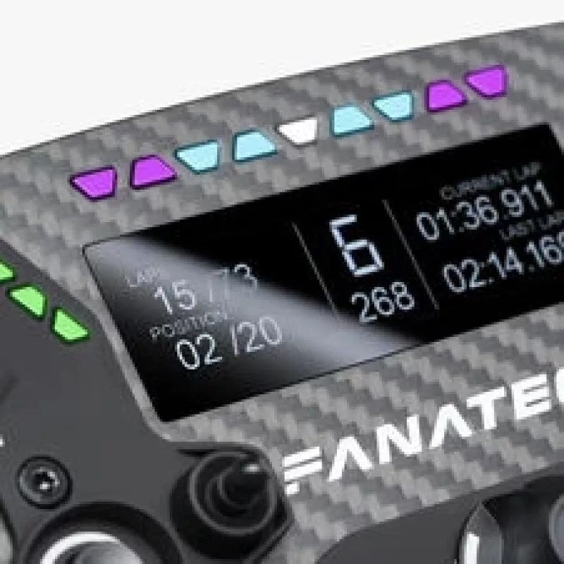 Fanatec ClubSport Formula V3 Steering Wheel, 290mm, 2.7 inch OLED Display, RGB RevLEDs, Magnetic Paddle Shifters, Carbon Fiber, Alcantara, Black