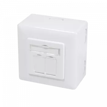 DSIT Surface-Mount Cat.6/Class E Shielded Dual RJ45 Outlet, White (DC-Wall-Out-STP6-W)