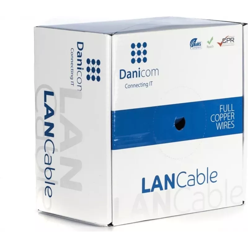 DSIT DANICOM DC-UTP6A-100S-DCA CAT6A U/UTP Solid Conductor Cable, 100 m, LSZH (Dca)
