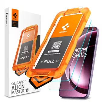 SPIGEN AlignMaster GLAS.tR Slim AC 2-Pack Tempered Glass Screen Protector for OnePlus 15 - Clear