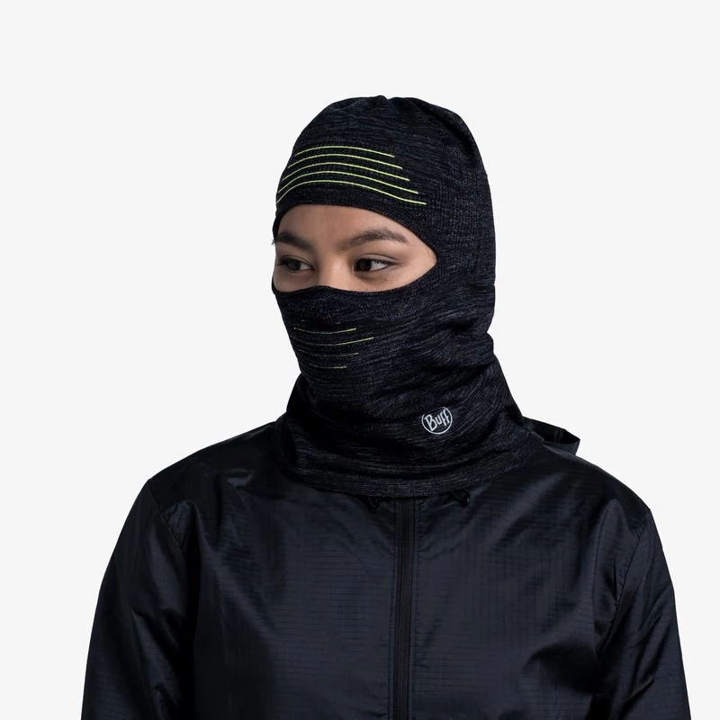 BUFF DryFlx Pro Balaclava - Black, Seamless 4-Way Stretch, Thermal, Reflective