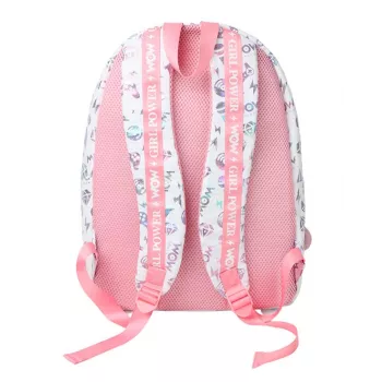 KIDS Wow Holo Holographic Girls' School Backpack Large A4 Pink with Pompom - Wow00022