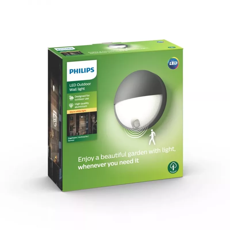 Philips Outdoor Light Capricorn 1x6.5W LED Wall Light Anthracite IP44