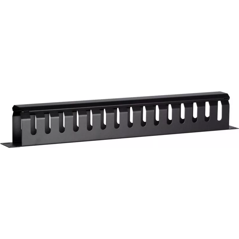 DSIT DS-1902 19 inch Concealed Cable Management Bar with Sliding Cover, 1U, Black