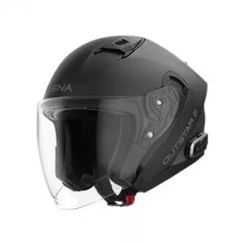 Sena Outstar 2 Smart Open Face Helmet with Mesh Intercom, Matte Black, Size S