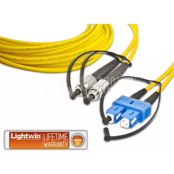 Lightwin High Quality Duplex Single-mode Fiber Optic Patch Cable, FC to SC, 1m, LSZH, Yellow