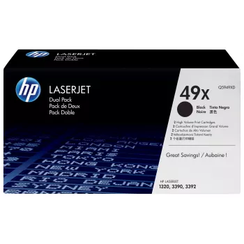 HP 49X High Yield Black Toner Cartridge Dual Pack (Q5949XD)