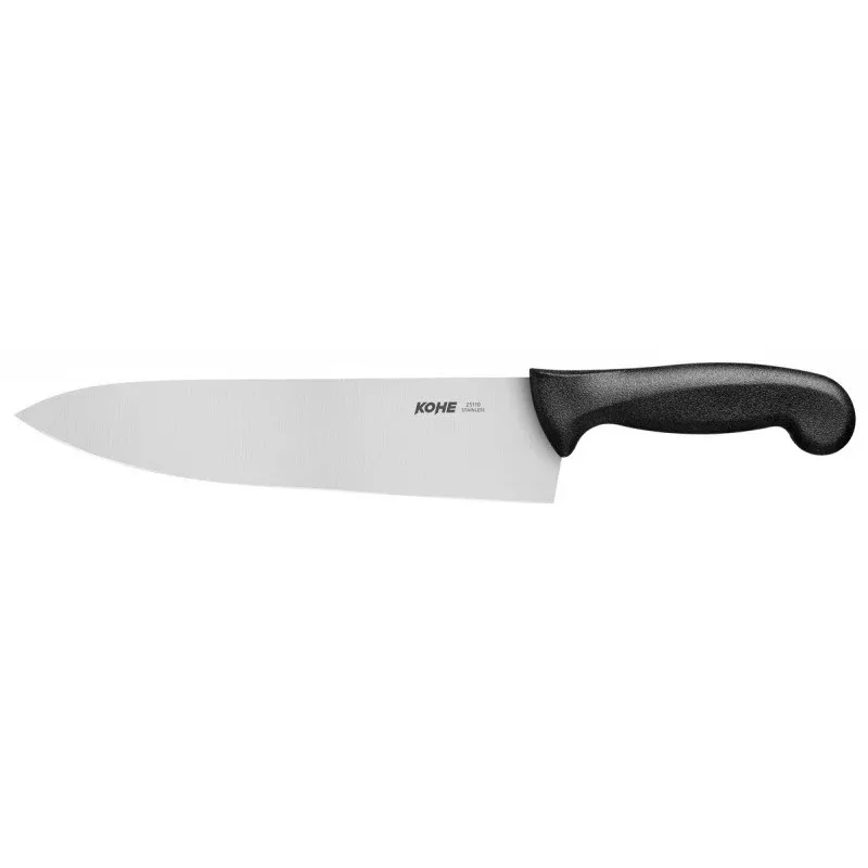 KOHE Utility Knife 243 mm Stainless Steel Blade, Assorted Colours, Ergonomic PP Handle, Plain Edge, Partial Tang, Hand Wash Only