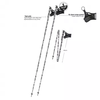 Komperdell Erlkönig FXP Folding Trail Running Poles, 130 cm, 3-Section Ultralight Carbon 14 mm, Self-Unfolding FXP System, Trail Pro Tape Grip