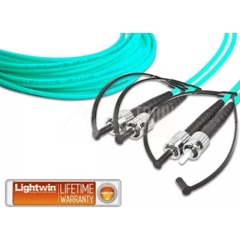 Lightwin High Quality Duplex Fiber Optic Patch Cable, Multimode OM3, ST to ST, 1m, LSZH Aqua