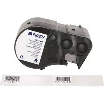Brady M5-75-461 Self-Laminating Polyester Label Roll, Black on White/Transparent, 25.40 x 66.68 mm, Permanent Adhesive, 120 Labels
