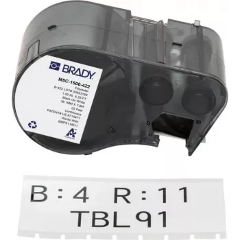 BRADY M5C-1500-422 Continuous Label Cartridge for BMP51/BMP53/M511 - Self-Laminating Vinyl, 25.4 mm x 6.4 m, White/Translucent