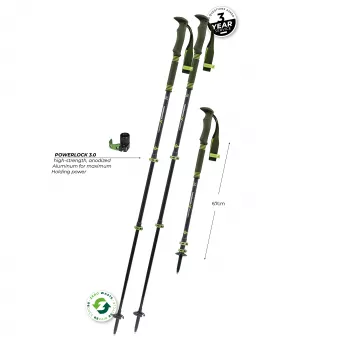 Komperdell Carbon Pro Zero Telescopic Trekking Poles, Carbon Shaft with Titanal Lower Section, Powerlock 3.0, Trek Pro 280 Foam Grip, Vario Baskets