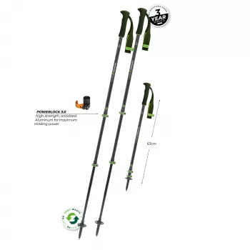 Komperdell Carbon EVO Zero Telescopic Trekking Poles, Carbon Shaft with Titanal Lower Section, Powerlock 3.0, Trek Foam 150 Grip, Vario Baskets