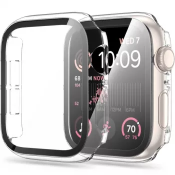 Tech-Protect Defense360 Case for Apple Watch 44mm (Series 4/5/6/SE) - Full Body Protection with Tempered Glass Screen Protector, Black