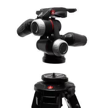 Manfrotto MHXPRO-3WX 3-Way Pan/Tilt Head with Retractable Levers, Aluminum, 8kg Load Capacity, Quick Release Plate 200PL-14, Black