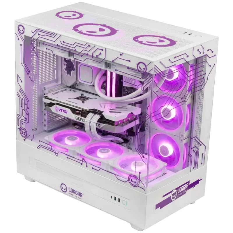 LORGAR PRO P401 Gaming PC - AMD Ryzen 7 7800X3D, GeForce RTX 5070 Ti 16GB, 32GB DDR5 6400MHz, 2TB NVMe SSD, 850W PSU, 360mm AIO, White, Windows 11 Home, 3-Year Warranty