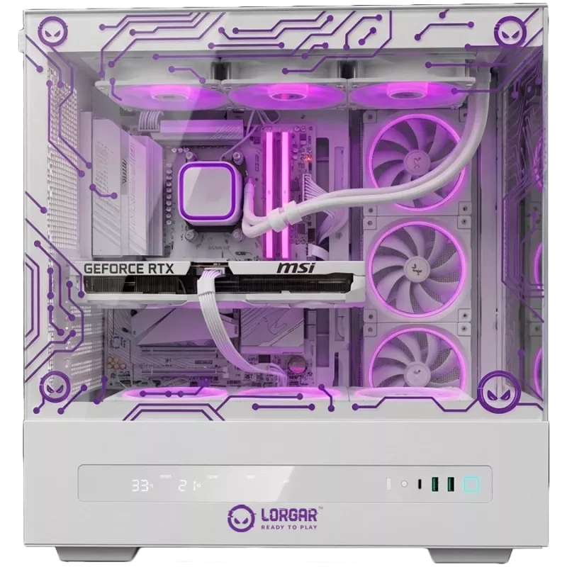 LORGAR PRO P401 Gaming PC - AMD Ryzen 7 7800X3D, GeForce RTX 5070 Ti 16GB, 32GB DDR5 6400MHz, 2TB NVMe SSD, 850W PSU, 360mm AIO, White, Windows 11 Home, 3-Year Warranty