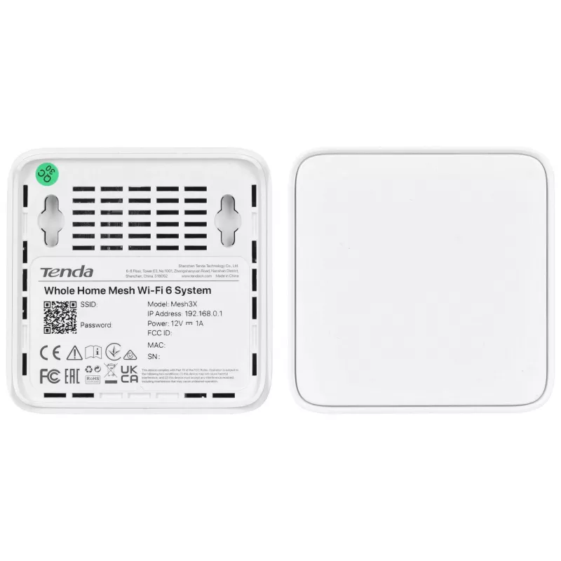Tenda MX3 (2-Pack) AX1500 Whole Home Mesh Wi-Fi 6 System, Dual-Band, 2 Gigabit Ports per Unit, White