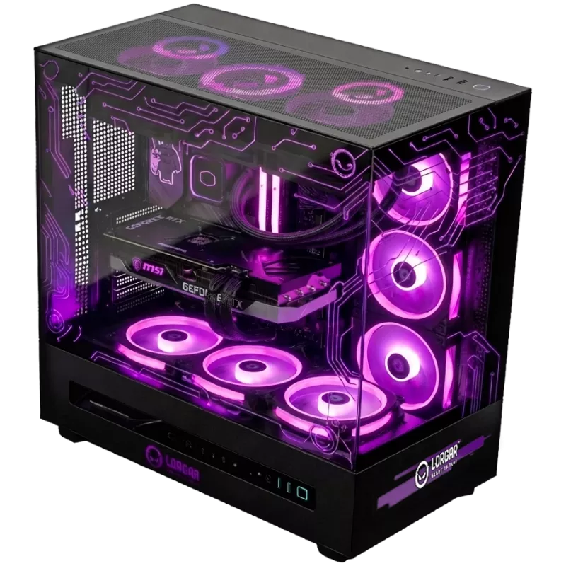 LORGAR PRO P401 Gaming Desktop PC - AMD Ryzen 7 7800X3D, NVIDIA GeForce RTX 5070 Ti 16GB, 32GB DDR5 6400MHz, 2TB NVMe SSD, 850W PSU, 360mm AIO, Black, 3-Year Warranty