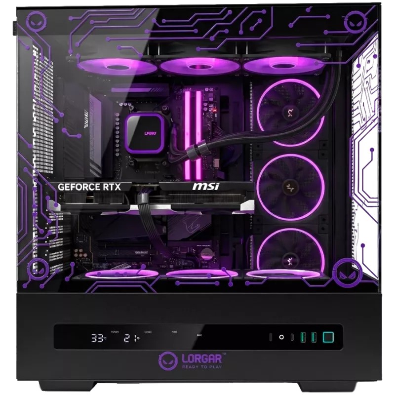 LORGAR PRO P401 Gaming Desktop PC - AMD Ryzen 7 7800X3D, NVIDIA GeForce RTX 5070 Ti 16GB, 32GB DDR5 6400MHz, 2TB NVMe SSD, 850W PSU, 360mm AIO, Black, 3-Year Warranty