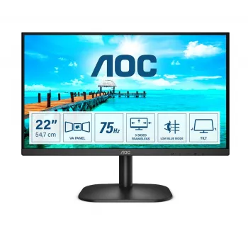 AOC B2 22B2H 21.5 inch Full HD VA Monitor with 75Hz, HDMI, VGA, VESA, Black
