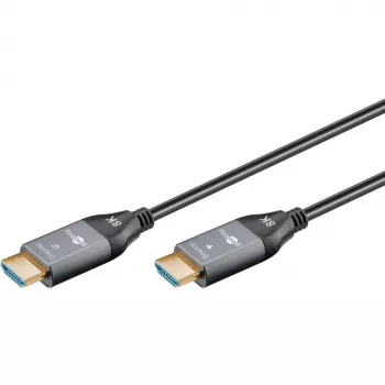 GOOBAY Optical Hybrid Ultra High-Speed HDMI Cable (AOC) 8K / 60Hz - 20m, 48 Gbit/s, Black/Grey