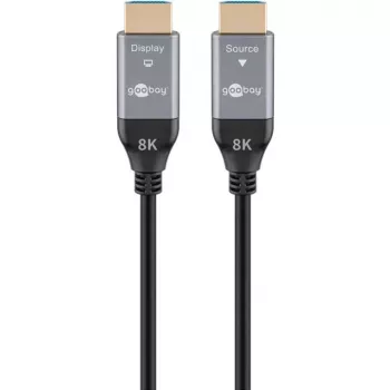 GOOBAY Optical Hybrid Ultra High-Speed HDMI Cable (AOC) 8K / 60Hz - 20m, 48 Gbit/s, Black/Grey
