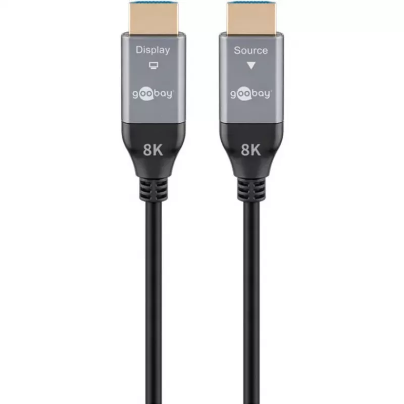 GOOBAY Optical Hybrid Ultra High-Speed HDMI Cable (AOC) 8K / 60Hz - 20m, 48 Gbit/s, Black/Grey