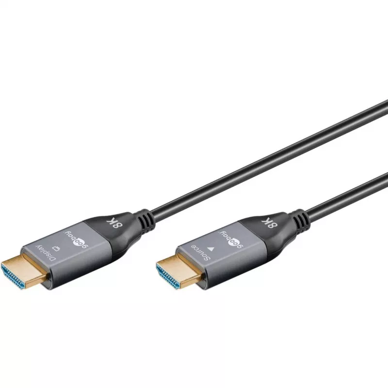 GOOBAY Optical Hybrid Ultra High-Speed HDMI Cable (AOC) 8K / 60Hz - 20m, 48 Gbit/s, Black/Grey