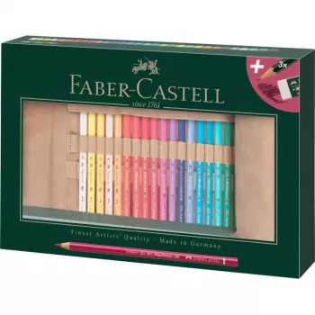 Faber-Castell Polychromos Multicolour 34-Piece Artists' Colour Pencil Set with PITT Artist Pens and Brush