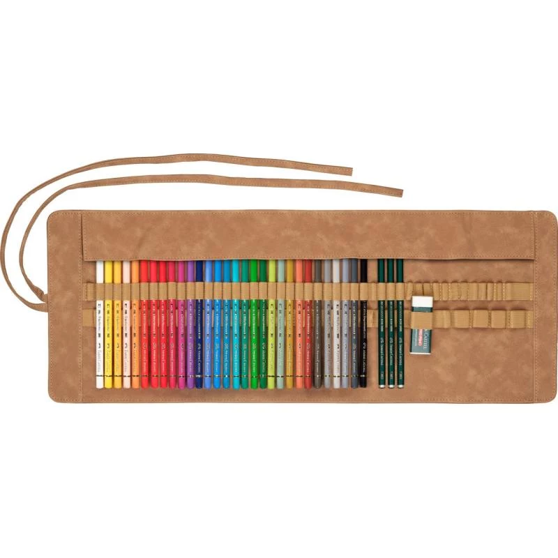Faber-Castell Polychromos Multicolour 34-Piece Artists' Colour Pencil Set with PITT Artist Pens and Brush