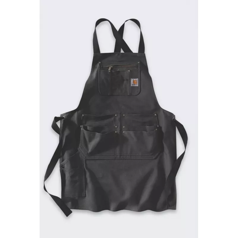 Carhartt Duck Apron Black - Heavy-Duty 12 oz Cotton Work Bib Apron with Tool Pockets