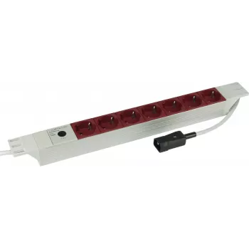 Kopp 19 inch 7-Way Aluminium PDU Power Strip with IEC C14 Input, 1U Rackmount, 16 A, Schuko Outlets