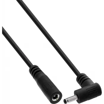 InLine® DC Extension Cable, Right-Angle Plug, 3.5 x 1.35 mm, Black, 5 m