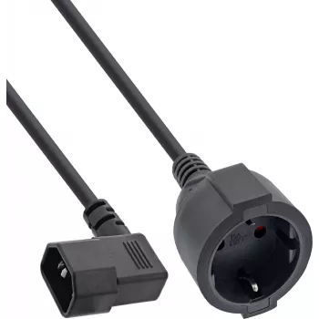 InLine® Mains Adapter Cable, IEC C14 Threaded to Earthing Contact Socket, 3m, Black