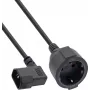 InLine® Mains Adapter Cable, IEC C14 Threaded to Earthing Contact Socket, 3m, Black